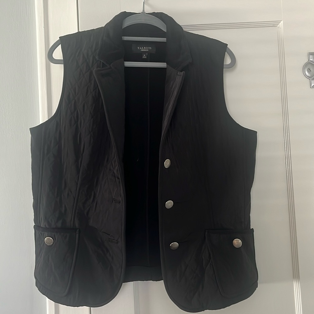 Quilted Black Vest- Talbots
